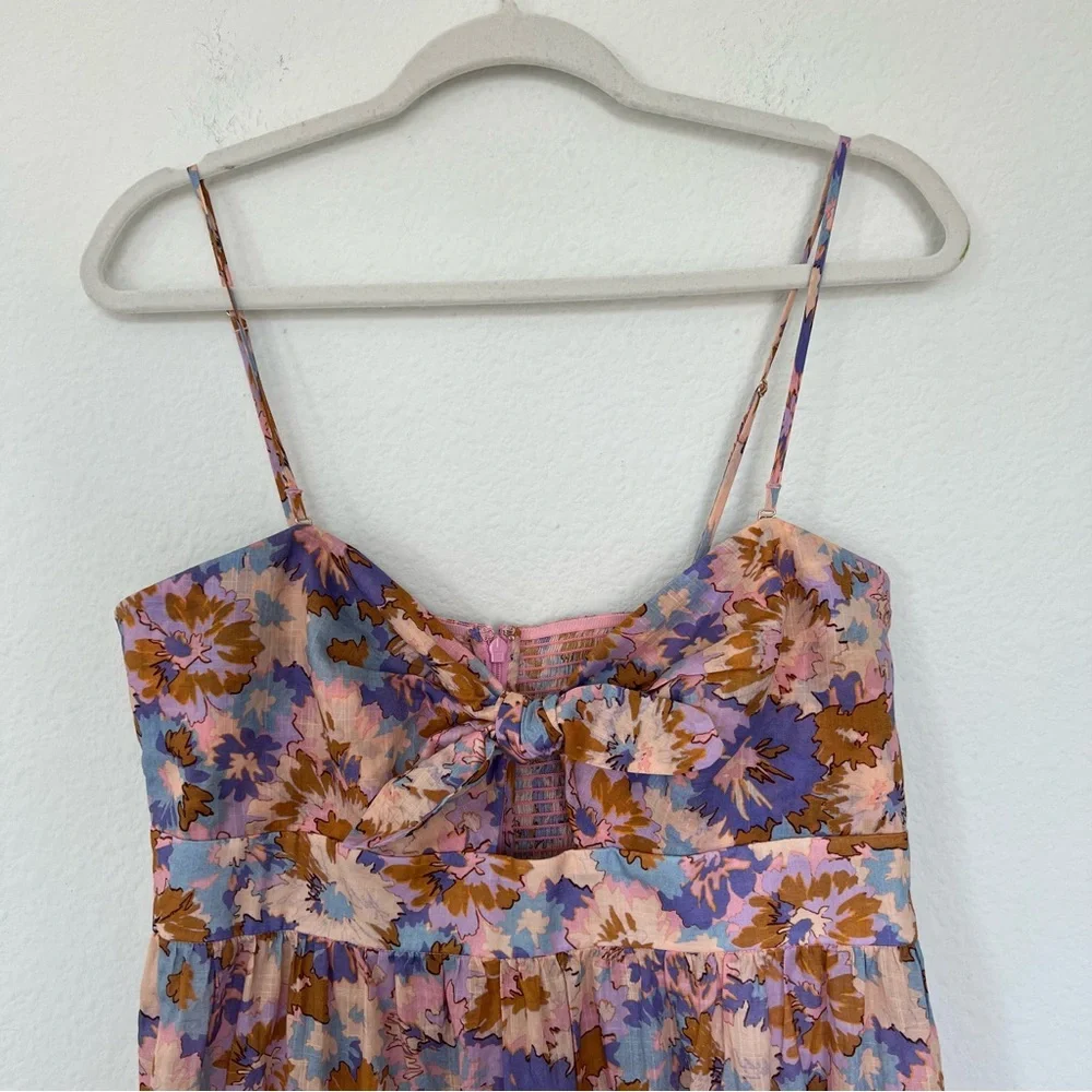 ZIMMERMANN Floral Print Cutout Strapless Tiered Midi Dress in Purple Floral - Picture 7 of 13